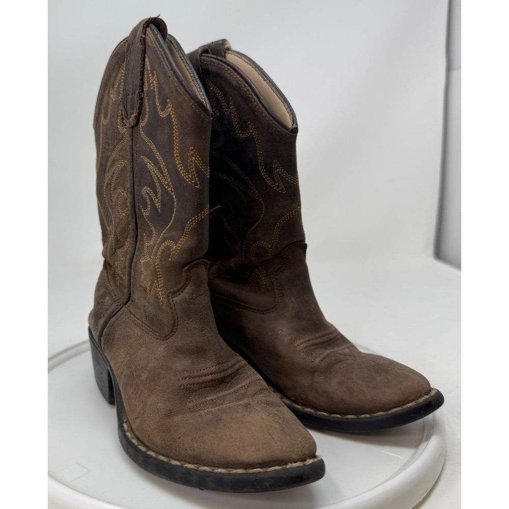 Old West Boys Cowboy Boots 8134 Leather Western Youth Boys Size 9